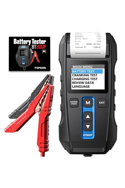 Topdon جهاز اختبار بطارية السيارة 12 فولت/24 فولت BT300P، 100-2000CCA مع طابعة