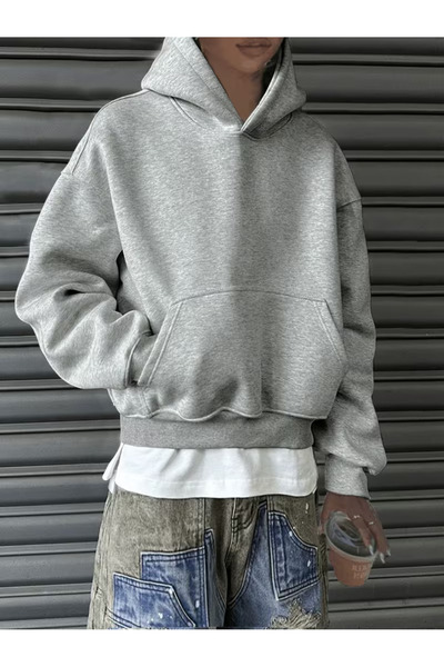 Agolady Büyük Beden Battal Beden 3 İplik Oversize Kapşonlu Sweatshirt