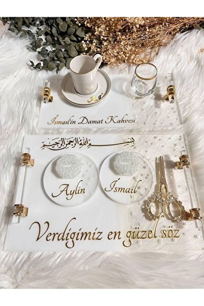 elimersacraft Epoksi lüks tepsi • Damat kahve sunumluk , söz nişan tepsisi, g...