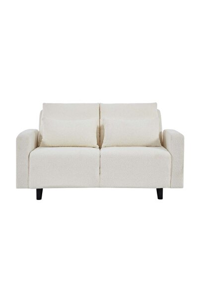 Danube Home Jocson 2-Seater Fabric Sofa Bed - Cream, Solid Wood Frame, 157x88x76cm, 2-Year Warranty