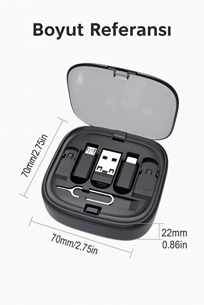 Ecuy 6 In1 Multifunction Travel Set Converter Roller Type C USB Adapter Kit with Type C/Micro/Ios 60W