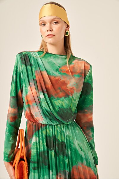 FTZ WOMEN Women's Lycra Tulle Dress Light Green 30417