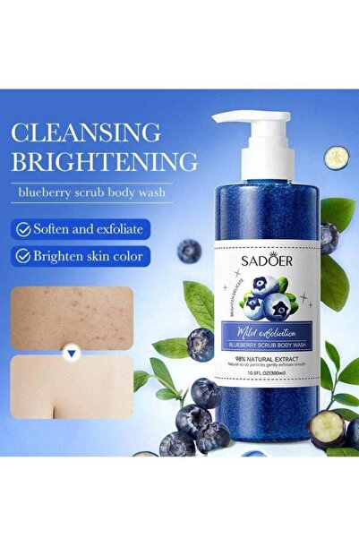 SADOER مقشر الجسم بالتوت الأزرق، غسول للجسم، 300 مل