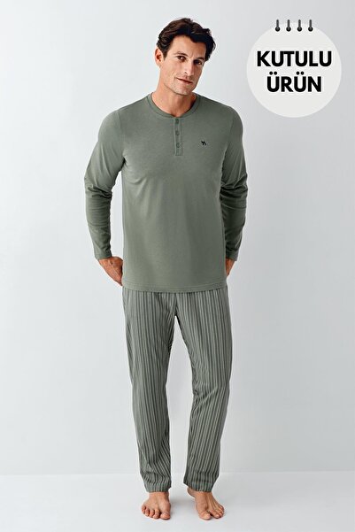 Arnetta Uzunkol Kuutulu Men's Pajama Set, 100% Cotton, Big Size Men's Pajama Set
