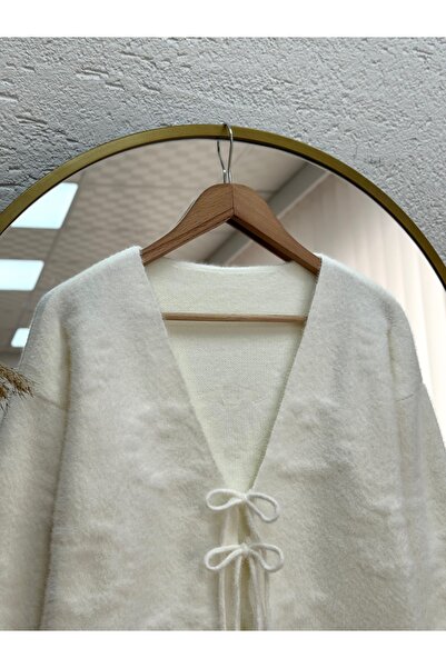 MİHRA STORE Fiamma Tied Short Cardigan-Zi̇5256 White