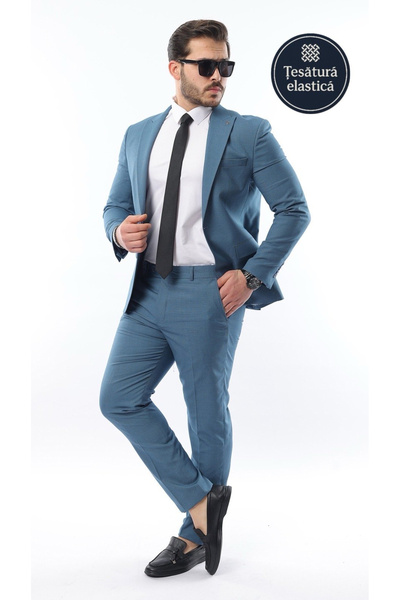 MBrands men's 2-piece suit, 2-button closure, hemless pants, gift shirt