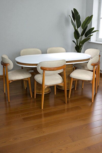 baresmu Bohem İskandinav Masa Sandalye Takımı – 6 Adet Polo Sandalye – Beyaz ...