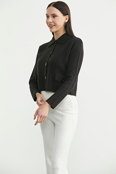 Sementa Buttoned Pocket Detailed Knitwear Jacket - Black