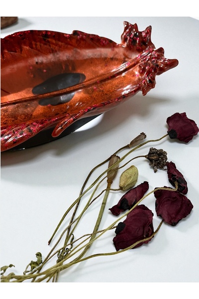 Pelince Epoxy Handmade Feather Serving Tray |   Jewelry Tray & Keychain Organizer |   24 cm