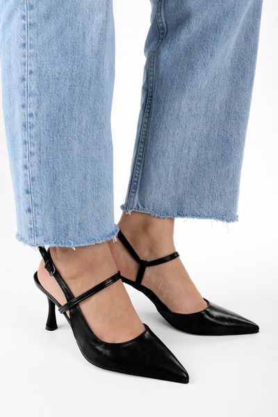 Shoeberry Women's Nella Black Leather Stiletto