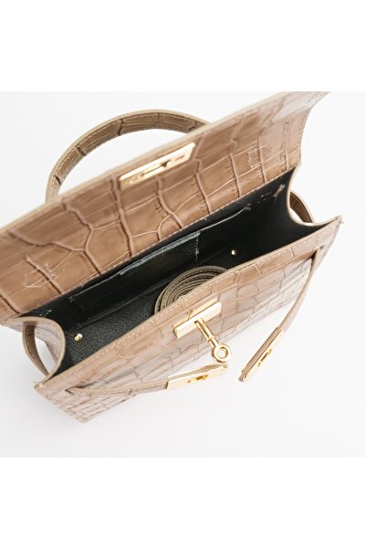 Posete Fagaras Thea Croco Baby Leather Purse - Blue, Casual Bag Made of Genuine Leather, Handbag, Bags