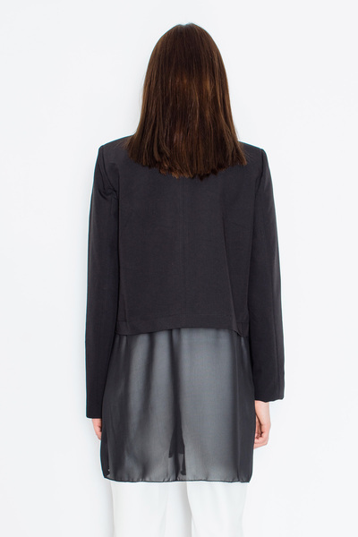 Figl Long chiffon jacket for women - Black jacket for women M441 size S