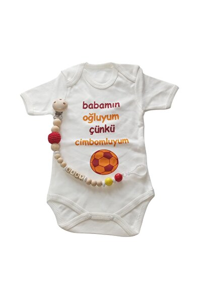 Style Baby Amazing Yenidoğan Erkek Bebek, Sarı Kırmızı Babamın Oğluyum Taraft...