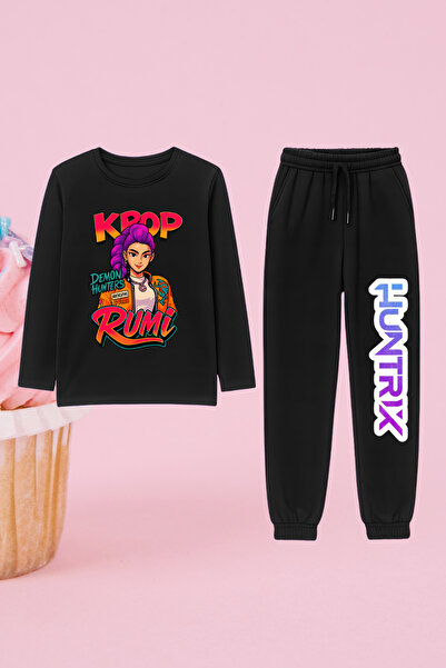 MECH BUTİK K-Pop Demon Hunters Hunterix Комплект с дълъг ръкав от памук и пан...