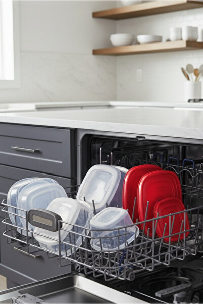 Orvila Red 4-Piece Vacuum Sealed Lid Storage Container Food Organizer Set 1L, 1.5L, 2L, 2.5L