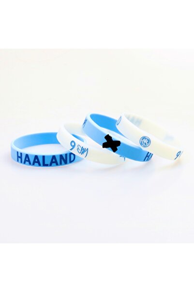 PurpleJam Erling Haaland 2li Mavi Beyaz Manchester City Futbol Bileklik Seti