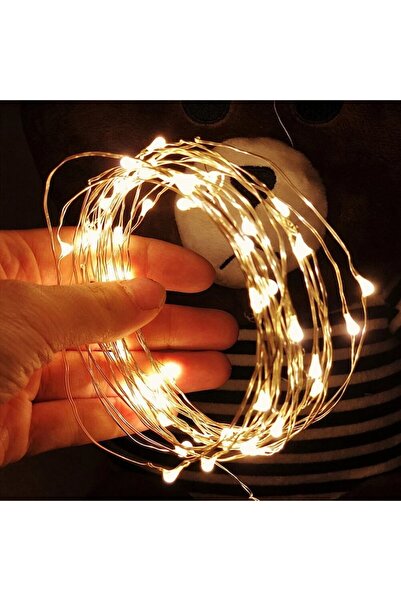 Flippy Lumini de Crăciun, 50 LED-uri, alimentate cu baterii și telecomandă, 8 funcții, 5 m, alb cald