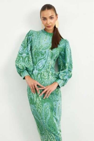 Setre Luxurious Green Occasion Dress - Made in Turkey