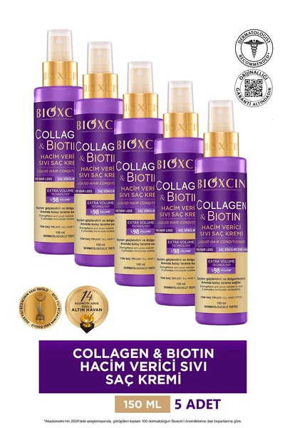 Bioxcin Collagen Biotin Volumizing Liquid Conditioner 5X150Ml