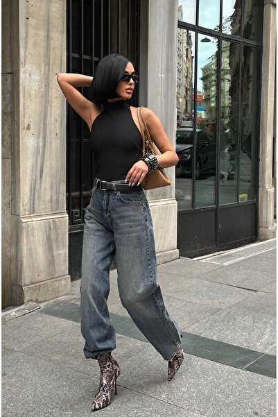 MEECY Women Baggy Jean High Waist Palazzo Stretchy Denim Pants