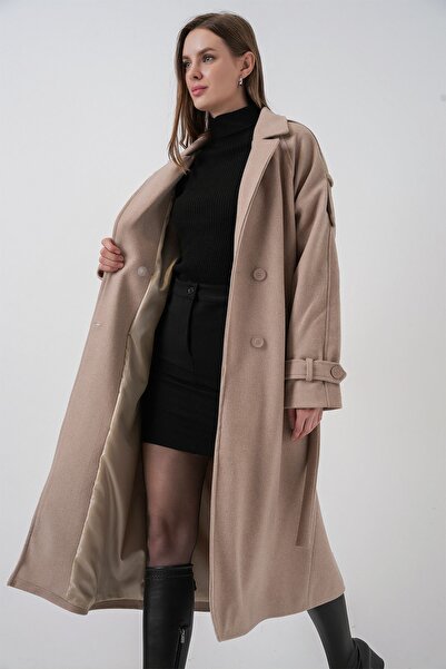 Hiccup Bdart Double-Breasted Lapel Buttoned Cashmere Coat