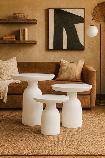 Trendcüzdan MANTAR SEHPA TREND BEYAZ 3 PARÇA