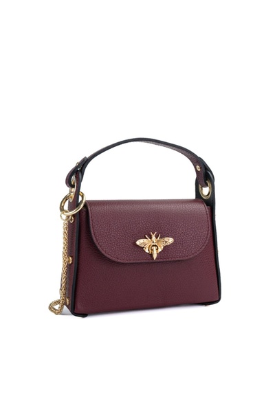 Posete Fagaras Poseta Piele Alma - Bordo, Geanta Casual din Piele Naturala, Geanta, Genti