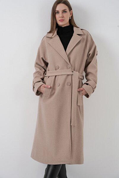Hiccup Bdart Double-Breasted Lapel Buttoned Cashmere Coat
