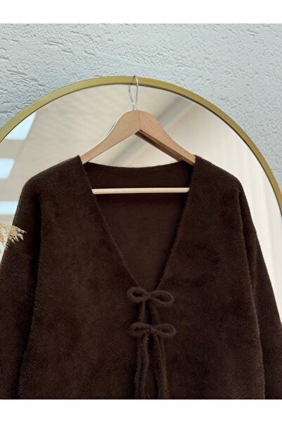 MİHRA STORE Fiamma Tied Short Cardigan-Zi̇5256 Brown