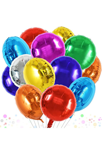 BALON DİYARI 5 adet karışık renk Yuvarlak folyo balon hava ve helyum ile uyum...