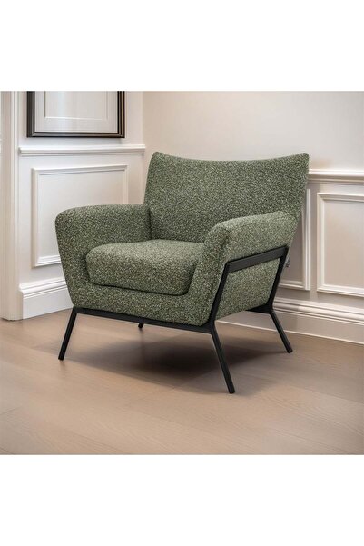 Danube Home Taelon 1 Seater Fabric Sofa - Olive Green, Solid Wood & Metal Frame, 2 Year Warranty, 75x79x78cm