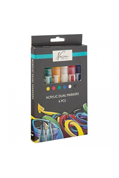 Nassau fine art Set of 6 Nassau Fine Art Acrylic Markers, Dual Tip, Waterproof