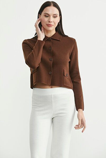Sementa Buttoned Pocket Detailed Knitwear Jacket - Brown