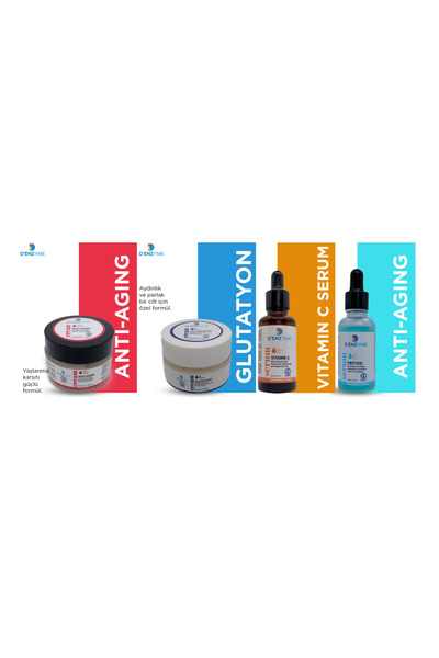 D'ENZYME Anti-aging krem + Glutatyon krem + Peptid serum + C vitamini serumu ...