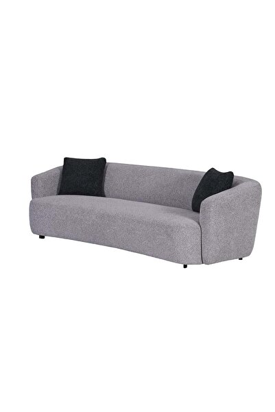 Danube Home Lucio 3 Seater Fabric Sofa - Grey, Solid Wood Frame, 233x95x71cm, 2 Year Warranty, Stylish Comfort