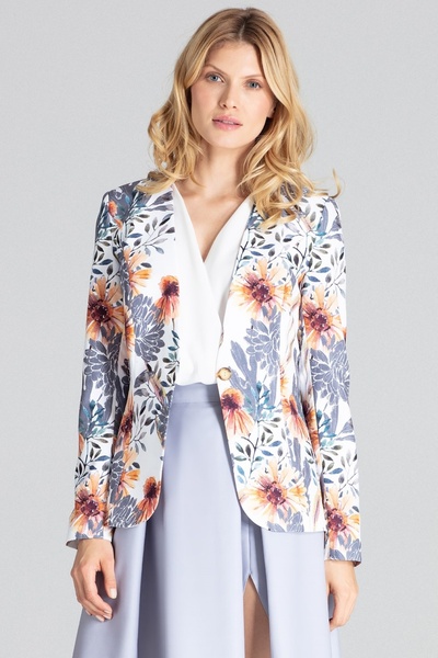 Figl Ecru jacket with Printed , closed with one button - M678 size L