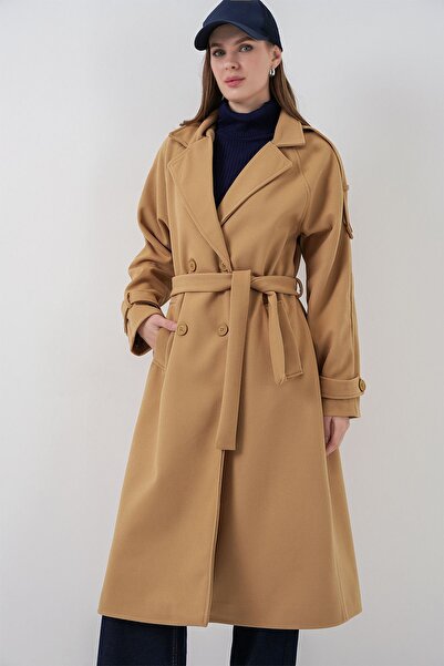Hiccup Bdart Double-Breasted Lapel Buttoned Cashmere Coat