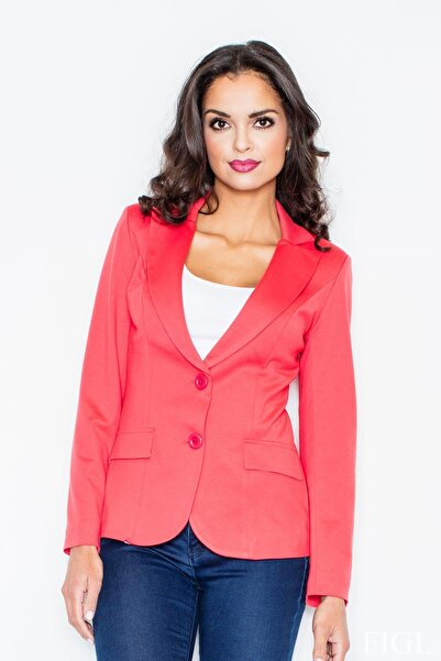Figl Women's knitted jacket, with two buttons, coral color - cut M085, size L
