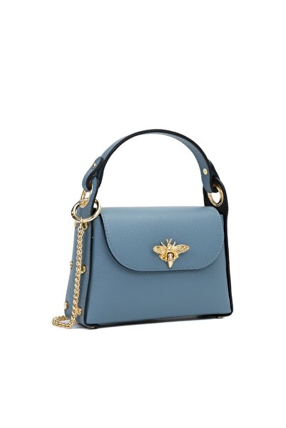 Posete Fagaras Alma Leather Purse - Light Blue, Casual Bag Made of Genuine Leather, Handbag, Bags