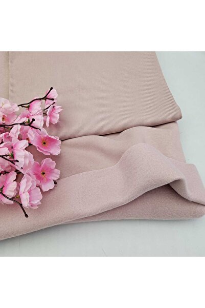 Kaf Kumaş Pudra Sweatshirt Dikimi için Hazır Set: 180x180 cm Üç İplik Şardonl...