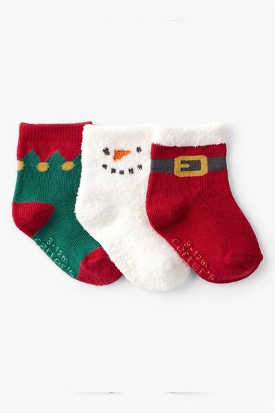Carter's Unisex Baby Patterned 3-Piece Socks Set Red 1t571010