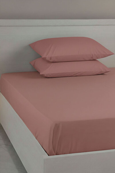 FAVORA 100% Cotton Ranforce Premium Double Elastic Sheet Set - Powder