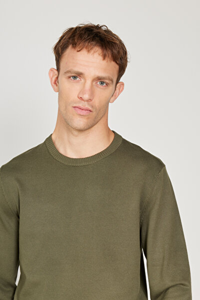 ALTINYILDIZ CLASSICS Khakifarbener Standard-Fit-Pullover mit normaler Passform und Rundhalsausschnitt