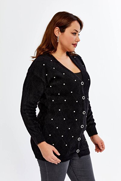 Laden Knitwear Women's Bearded Rope Stone Thick Coat Winter Mother Cardigan