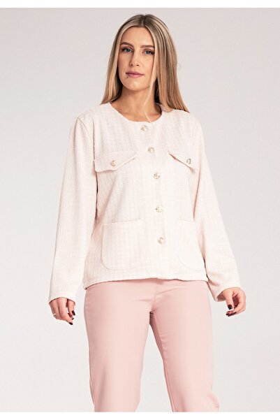 Figl Chanel jacket - Tweed jacket Checked jacket - Beige jacket M1150 size S/M