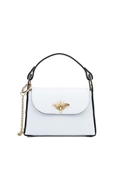 Posete Fagaras Alma Leather Purse - White, Casual Bag Made of Genuine Leather, Handbag, Bags