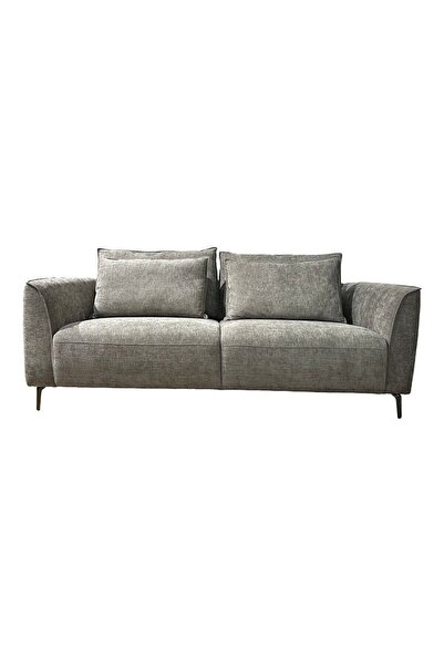Danube Home Jamir 3 Seater Fabric Sofa - Light Brown, Stylish Wood & Metal Frame, 2 Year Warranty, 203x91x96cm
