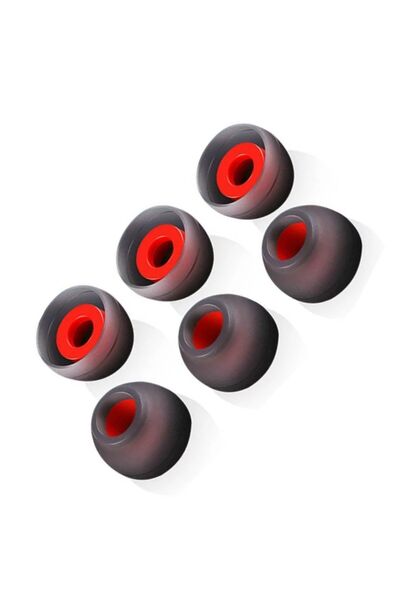 Daytona S/M/L Boy Gri Kırmızı Silikon Kulaklık Kulak İçi Tıpası Pedleri