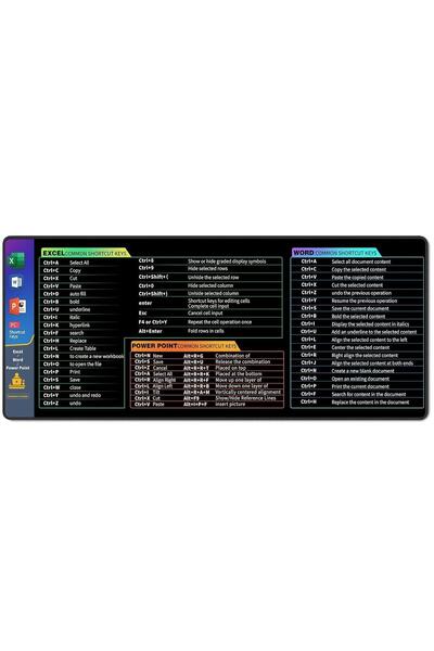 sgeteknoloji Sge Technology 65X25 cm Excel Word Power Point Speed Non-Slip Base Stitched Player Gaming Mouse Pad