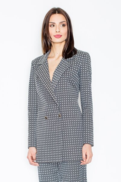 Figl Jachetă damă jacquard supradimensionată cu două rânduri de nasturi M437 ...